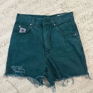 Rigolletto High Waisted Denim Shorts in Teal